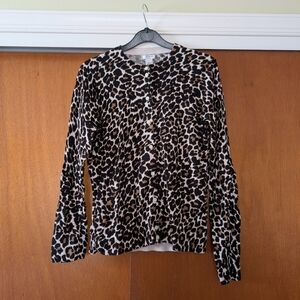 J. Crew Women's Cheetah Button Down Animal Print Sweater Work Medium
